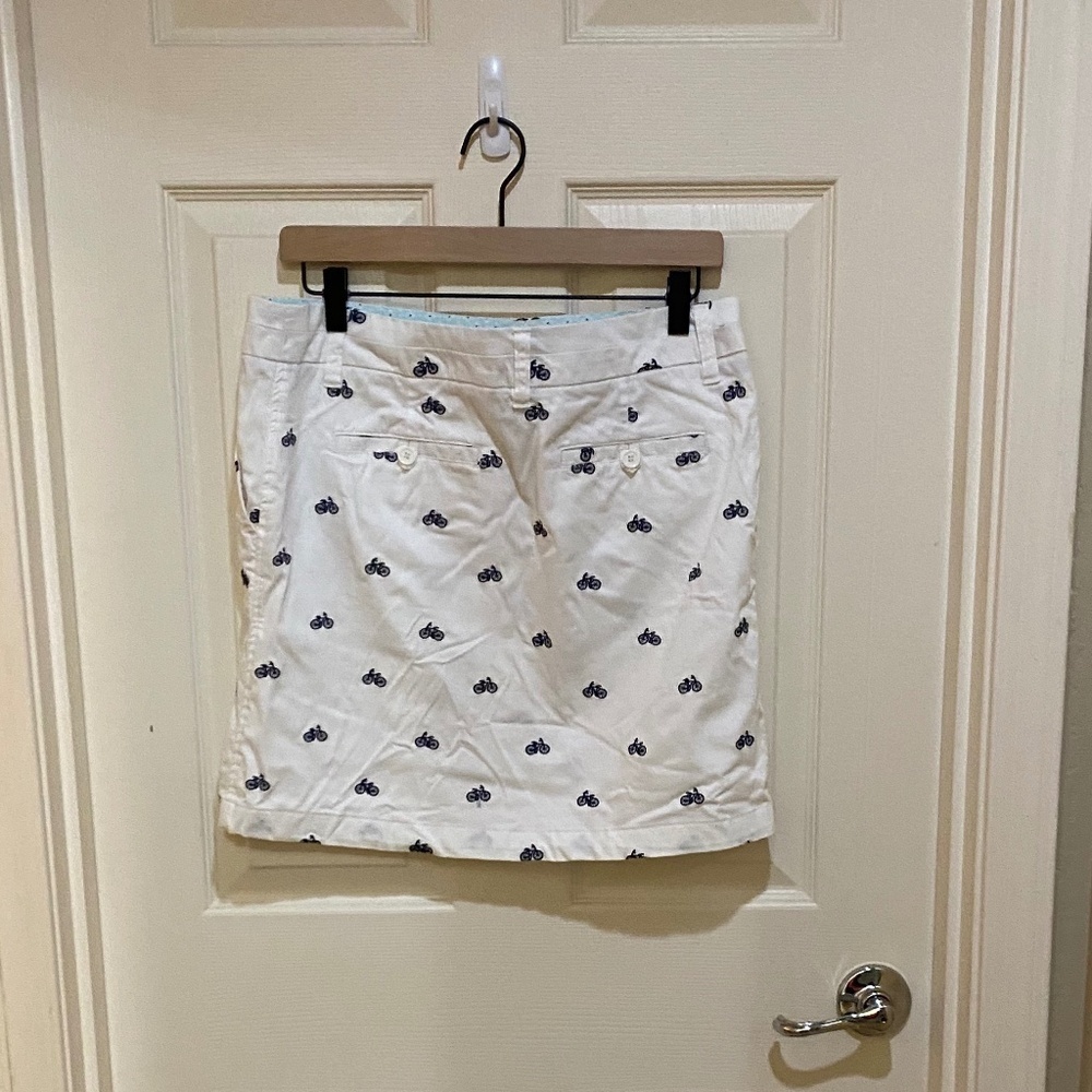 British Khaki- Skirt-White with Blue Bicycles-Women's Size 6 - Picture 2 of 8